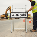 Premium 400 Yards Warning Marker Sign for Road Works - 725x275mm, Durable Material, Color Options