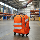 Premium High Visibility Orange Backpack with Trolley, Multiple Compartments, and Padded Laptop Section for Rail and Construction Use