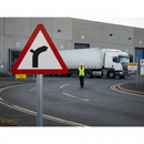 Premium Junction Outside A Bend Warning Sign - 600mm Severe Turn Indicator with Supplementary Message Options