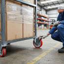 200mm Heavy Duty Braked Swivel Bolt Hole Castor with Red Polyurethane