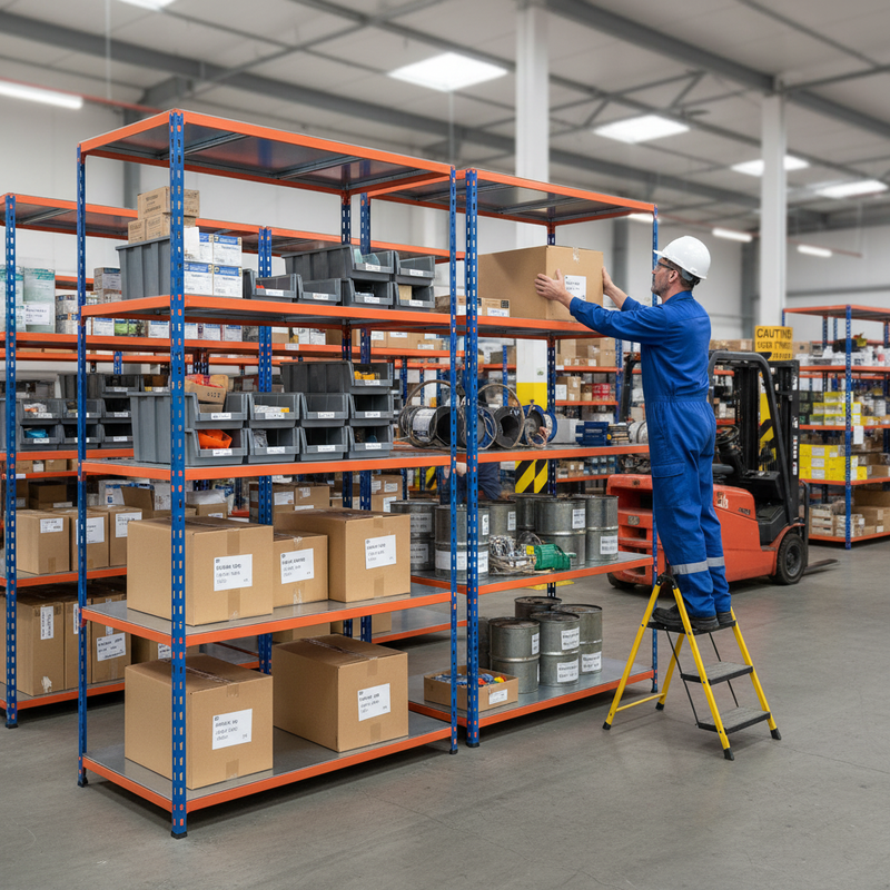 Heavy Duty Industrial Shelving - 1830mm High - 200kg Capacity - Steel - Blue & Orange