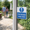 Fire Escape Keep Clear Sign – Symbol – Rigid Plastic & Vinyl – Indoor/Outdoor Use