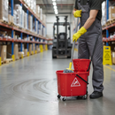 Premium 15 Litre Mop Bucket with High Profile Wringer and Wet Floor Sign - High-Quality Professional Grade for Industrial and Commercial Applications