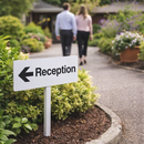 Reception Left Verge Signs with Post – 450mm x 150mm – 2mm Aluminium – Outdoor Use