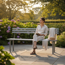 Premium Outdoor Mild Steel Bench Seat with Back for Public Spaces, Durable and Comfortable Design