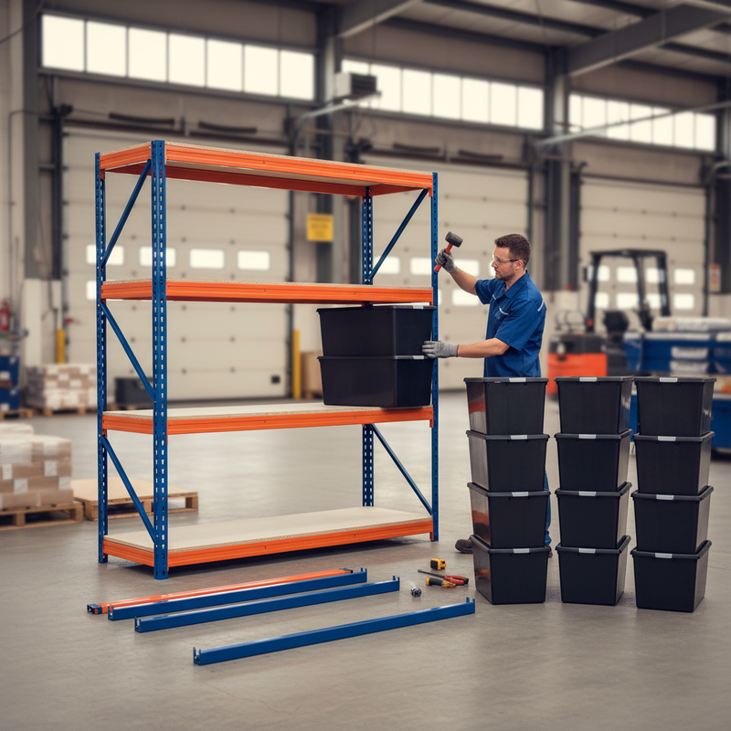 Premium Heavy Duty Shelving with 12x 62L Plastic Storage Boxes - 2200mm High