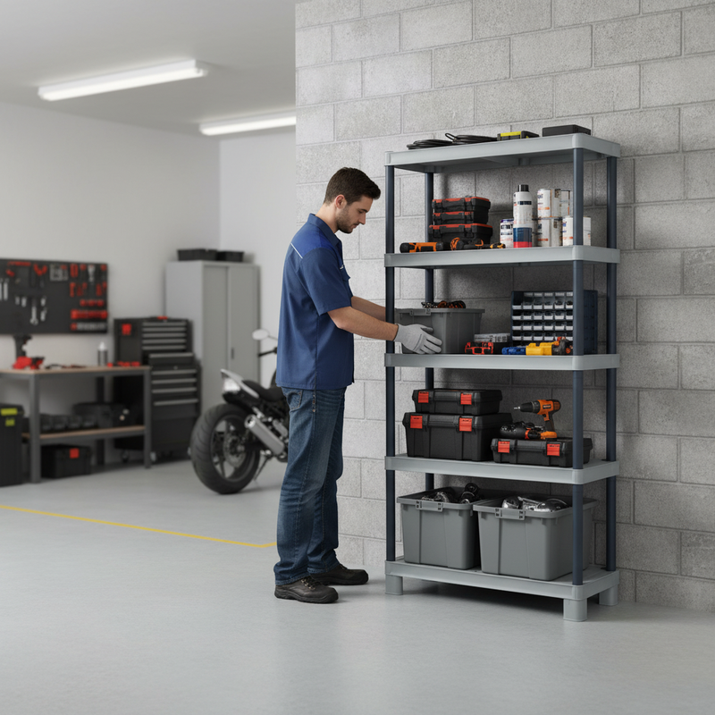 Premium Plastic Shelving - 1720mm High - 20kg Capacity - Grey