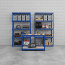 2x Heavy Duty Shelving Units - 1800mm High & 1x Professional Workbench - 1200mm Wide - Blue