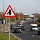 Premium Traffic Joins From Left Post Mounted Sign - High Visibility Junction Warning for Road Safety