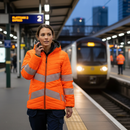 Premium Ladies Reversible Hi-Vis Orange Puffer Jacket with Environmental Features for Cold Weather Work