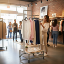 Premium Mobile Split-Level Clothes Rail Display Stand - Compact & Elevated Showcase for Fashion Collections, 650mm x 1600mm