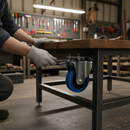 100mm Premium Fixed Plate Castor with Blue Elastic Nylon