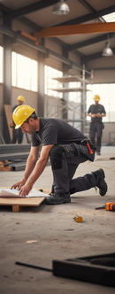 Premium Full Stretch Work Trousers with Reinforced Knees, Slim Fit and Multiple Storage Pockets in Steel Grey and Black