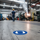 Premium Hearing Protection Mandatory Floor Sign - Self-Adhesive, Slip-Resistant, High Visibility for Safety Compliance