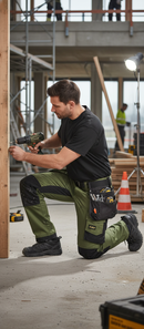 Professional Slim Fit Work Trousers with Holster Pockets - Durable Stretch Fabric and Reinforced Knees for Flexibility