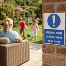 Children Supervision Safety Sign – 1mm Rigid Plastic – Indoor/Outdoor Use