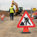 Premium Men at Work Cone Sign with Reinforced Sleeve for Road Safety - Fits 750mm and 1 Meter Cones