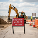 Premium Footpath Closed Ahead Sign - Heavy Duty Metal Construction 600x450mm with Engineer Grade Retroreflective Face