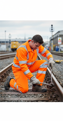 Premium Hi-Vis Rail Spec Trousers with Ergonomic Design and Retro-Reflective Bands for Enhanced Safety