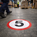 5mph Floor Graphic Safety Sign – 400mm Diameter – Polycarbonate – Industrial Use