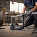 Premium Heavy Duty Safety Shoe with Water-Repellent Leather Upper, Breathable Liner, and Stainless Steel Sole Plate for Industrial Work