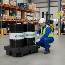 Heavy Duty Recycled Spill Pallet for 2 Drums with Removable Grid