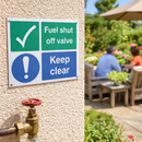 Fuel Shut Off Valve Sign – 1mm Rigid Plastic – Indoor/Outdoor Use