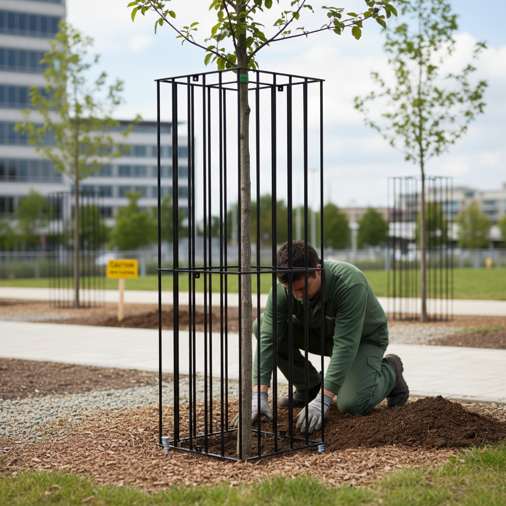 Premium Square Tree Guards Made from Galvanized Mild Steel, 1800mm Tal