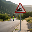 Premium Steep Downward Gradient Warning Sign - Customizable for Road Conditions - High-Quality Professional Grade for Industrial and Commercial App...