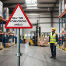 Professional Post Mounted Warning Sign for Fords - Diagram 554 with Distance Indicator and Flooding Warning Features