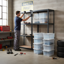 Professional Heavy Duty Shelving Unit with 8x 60L Plastic Storage Boxes - 1600mm High