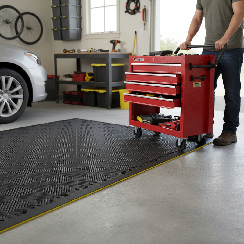 Premium Garage Interlocking Ramped Female Edges - All Patterns - Yellow/Black