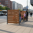 Premium Front Cladding and Support Post for Modular Shelters - 1.4m Length with Durable HPL Construction and Elegant Wood Stain Finish