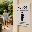 Notice This Is An All Gender Toilet Sign – 1mm Rigid Plastic – Indoor & Outdoor Use