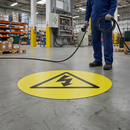 Premium Electrical Danger Floor Sign - 430mm Slip-Resistant Vinyl for Safety Messaging