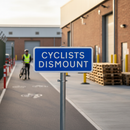 Premium Post Mounted 'Cyclists Dismount' Sign with RA2 Reflective Material for High Visibility in Pedestrian Areas