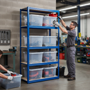 Premium Shelving Unit 2130mm High with 8 Heavy Duty Plastic Storage Boxes