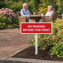 No Parking Beyond This Point Sign – 450mm x 150mm – Aluminium with Post – Outdoor Use