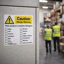 Caution Allergy Warning Sign – 80mm x 80mm – Self Adhesive Vinyl – Indoor Use