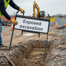 Premium Exposed Excavation Supplementary Plate for Metal Road Signs - Professional Grade Notification for Open Digging