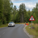 Premium Road Narrows Right Permanent Post Mounted Sign - Diagram 517R with Advanced Warning Features for Road Safety