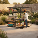 4x Premium Shelving Units - 1800mm High & 1x Professional Workbench - 1200mm Wide - Grey