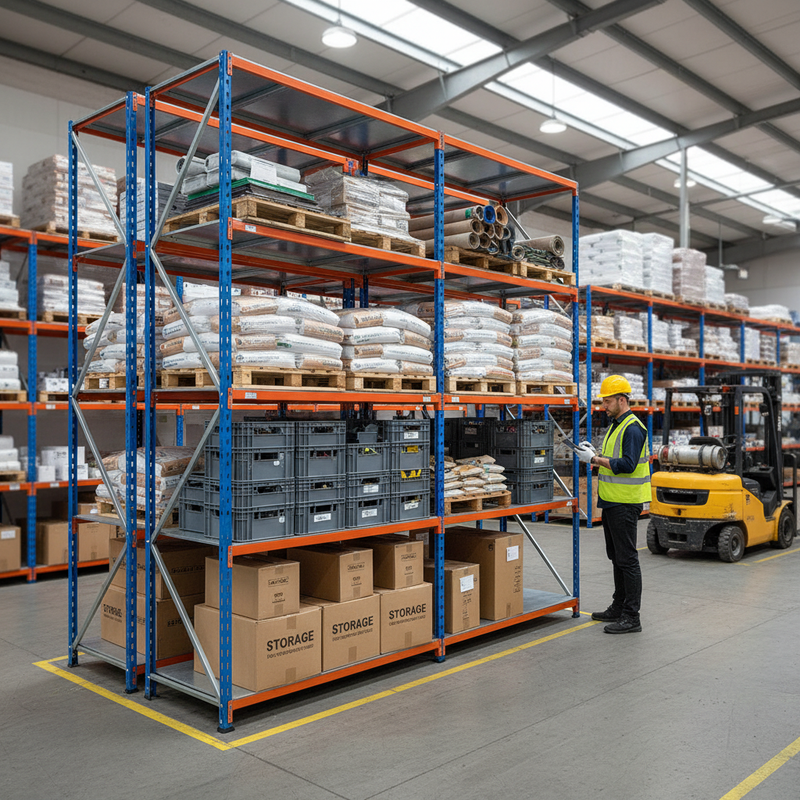 Heavy Duty Industrial Shelving Unit - 3050mm High - 340kg Capacity - Steel - Blue & Orange