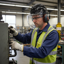 Premium Machinery Helmet with Ear Defenders & Full Face Visor