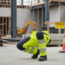 Professional Hi-Vis Trousers with Kneepad Pockets - Fluorescent Yellow/Navy