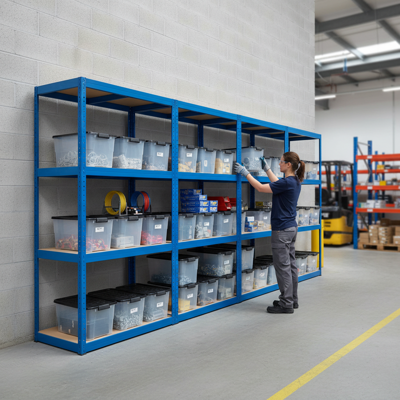 Premium Shelving Units with 8x 24L Plastic Storage Boxes - 1600mm High