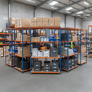 5x Heavy Duty Industrial Shelving - 1980mm High - 340kg Capacity - Chipboard - Blue & Orange