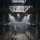 Premium LED Scaffold Lamp - Battery Powered, 360 Degree Visibility, Weatherproof Design with Built-in Light Sensor
