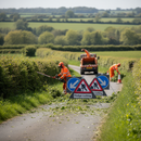 Premium Heavy Duty Roll-Up Hedge Cutting Sign Package for Road Safety and Worker Awareness