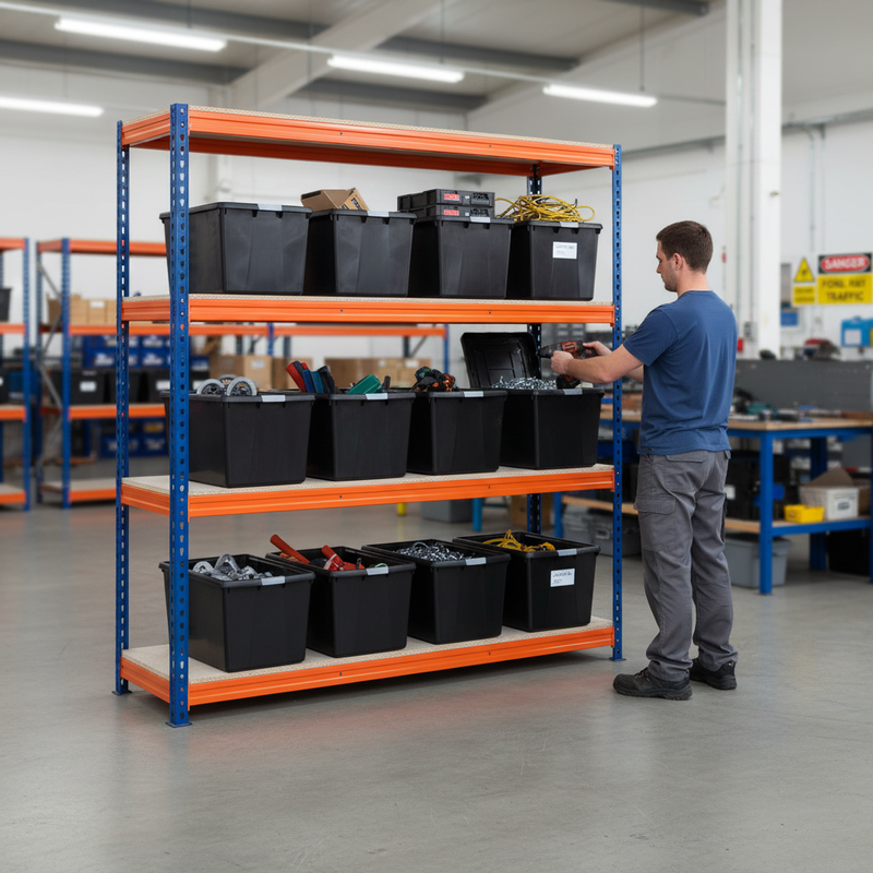Premium Heavy Duty Shelving - 2000mm High with 12x 62L Plastic Storage Boxes
